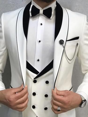 Men's Tuxedo 3 Piece Slim Fit Double Breasted Suit Men Formal Business Wedding Prom Tuxedo Suits Set3