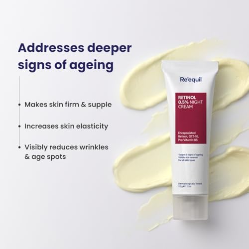 Image of RE' EQUIL 0.5% Retinol Night Cream | Makes Skin Youthful & Smooth | Prevents Fine Lines & Wrinkles | Unisex | All Skin Types | 32G