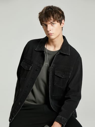 Image of Denim Jacket Men Vintage Autumn and Winter Tops Mens Denim Trucker Jacket