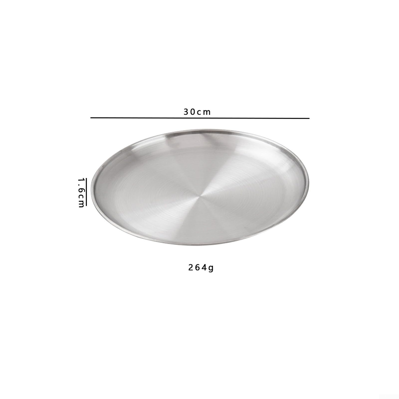2 piatti rotondi in acciaio inox per campeggio e cucina, perfetti per i pasti (30 x 1,6 cm)
