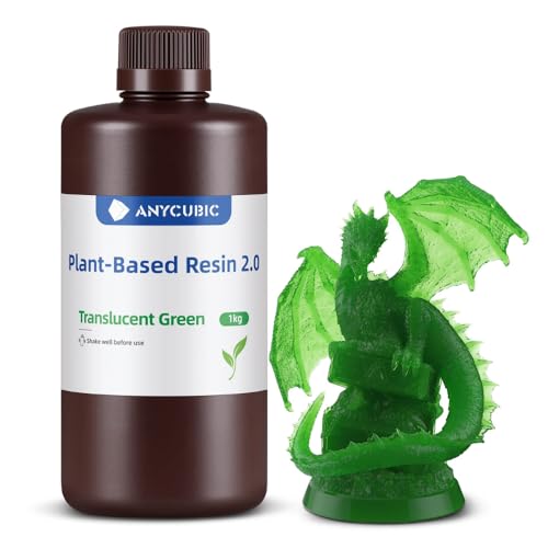 Image of 3IDEA Plant-Based 3D Printer Resin 2.0, 405nm Plant-Based Rapid Resin 2.0, Low Odor, Photopolymer Resin for LCD 3D Printing,1kg Translucent Green