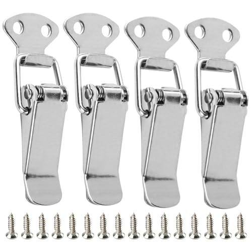 Antesen 4 Pack Stainless Steel Tension Clasp Spring Toggle Latch Hasp Catch Clamp Clip for Door Window Furniture Hardware Suit Drawer Toolbox Closet Cabinet Case Box