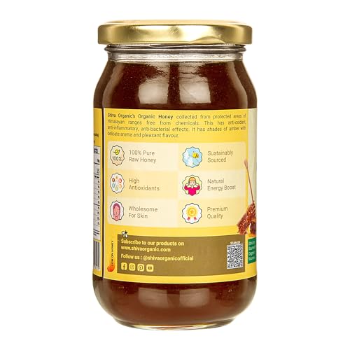 Shiva Organic Raw Organic Certified Honey 1kg | 100% Pure NMR Tested | Raw and Unprocessed