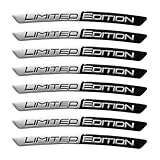 QEXUJOW Lot de 8 autocollants 3D noirs pour voiture, édition limitée, logo universel, accessoires de modification et de décoration.