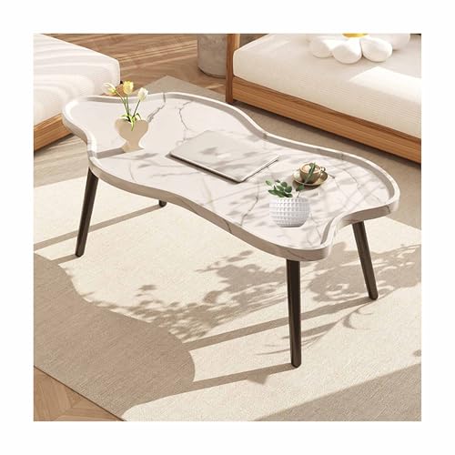 Table d'appoint irrégulière blanche en bois avec grands pieds robustes - 2