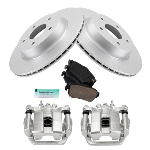 Image of TRQ Rear Brake Pad and Rotor Set Ceramic G Coated Rotors Calipers | For 2019 Nissan Rogue Sport