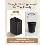 Cesun Small Bathroom Trash Can, 3.4 Gallon Metal Garbage Can, Slim Stainless Steel Waste Basket for Dorm, Bedroom, Office, Toilet, Near Desk, Under Sink (Black) - Image 5