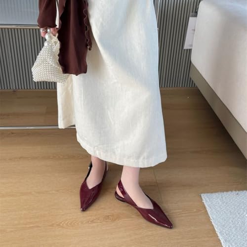 Women's Flats Slingback, Pointed Toe Ballet Flats for Women with Buckle Straps, Slip On Ballerina Shoes Comfortable3