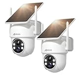 ANRAN Solar Security Cameras Wireless Outdoor,2K Cameras for Home Security with Fixed Solar Panel, 360° PTZ for Home Surveillance,2.4G WiFi, PIR Human Detection, 3MP Color Night Vision, 2 Pack