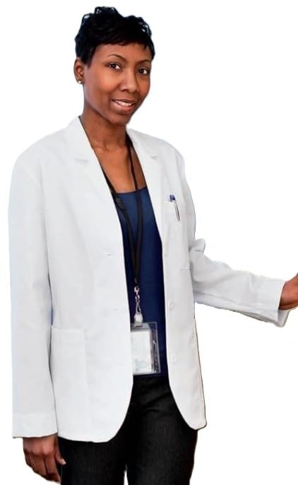 White Swan/Meta - Ladies Six Pocket Consultation Coat - 10-Tall -