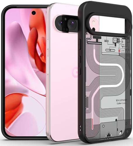 Image of KAPAVER Back Cover Case Compatible for Google Pixel 9 /9 Pro (PC+TPU) (Cyber-i Black)