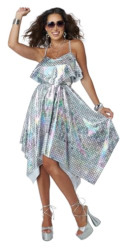 California Costumes Women's 70'S Disco Dress-Silver Mirrorball, Medium