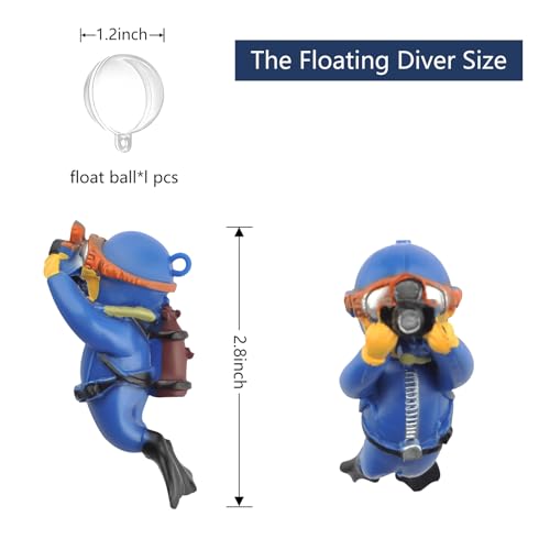 Image of onesimcr Floating Fish Tank Decorations, Aquarium Decorations, Lovely Diver Fish Tank Decorations, Floating Device Fish Tank Accessories,Suitable for All Kinds of Fish Tanks