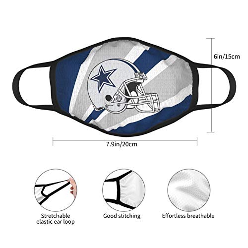VF Classic Football Team Logo Cloth Dust Mask Face Bandana Reusable and Washable Balaclava for Men Women, Cowboy, 195