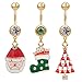 Rlbytia 3 Pieces Weihnachten Bauchpiericng Bauchnabelpiercing Nabelpiercing 10mm 14G Geschenk Weihnachtsmann Grüner Baum Schneemann Krücke Edelstahl Nabel Bar Schneeflocke Piercing Schmuck
