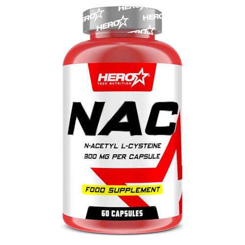 HERO TECH | NAC 60 CAPS | N-Acetil L-cisteina Reduce el estrés oxidativo y Protege contra los efectos de la contaminación ambiental y el envejecimiento celular | Vegano Sin OGM
