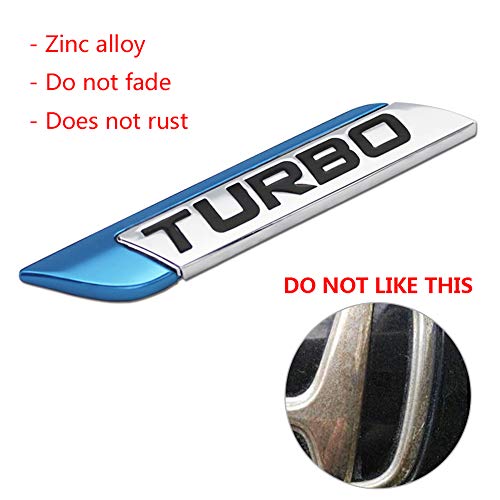 Nawpheki Blue 3D Turbo Decal Emblem Letter Emblem Decal For Car Side Fender Rear Trunk Emblem Badge Chrome Decal Sticker For All Car Models #TOP5