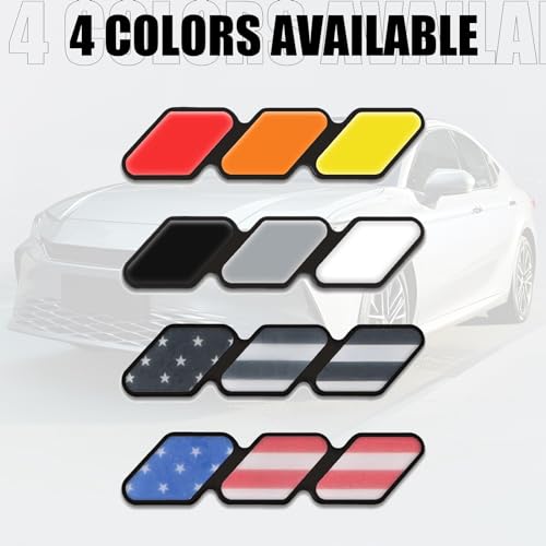 Image of Tesnaao 1 PC Car Tri-Color Front Grille Badge, 4.7 inch x 0.9 inch Stylish Appearance Plug-in Mounting Decoration, with Installation Accessories, Compatible with Toyota Tacoma 4Runner (Black & Gray & White)