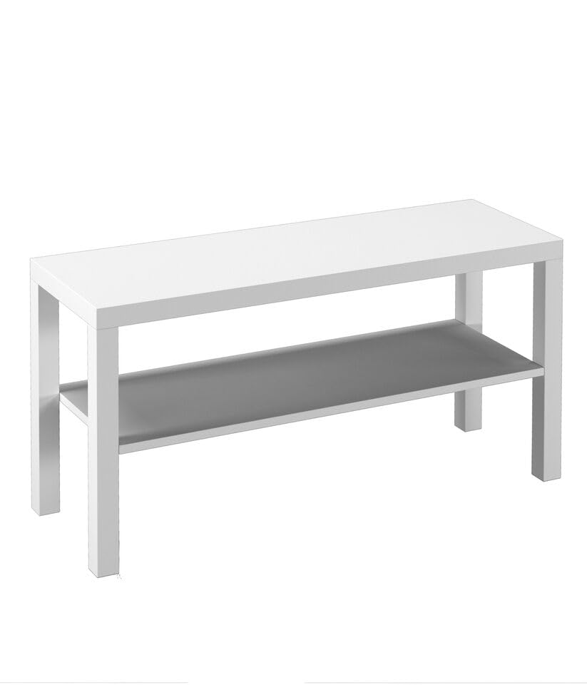 URBNLIVING 2 Tier TV Bench Entertainment Media Stand Cabinet Wooden Storage Display Unit Center Shelf, Modern TV Console Table for Living Room Bedroom - White, H45cm x W90cm x D30cm