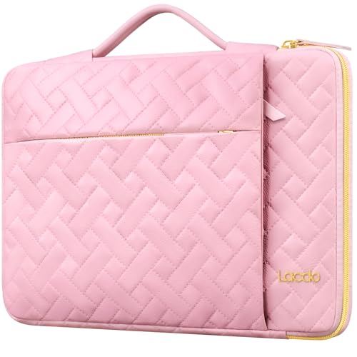 Lacdo 360° Protective Laptop Sleeve Case for 14 inch New MacBook Pro M5 Pro/Max A3426 A3427 (2026), M5/M4/M3/M2/M1 A3434 A3112 A3401 A3185 A2918, 13.8 inch Surface Laptop Computer Bag, Sakura Pink