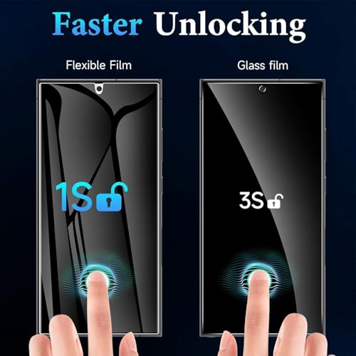 Image of EZ-GLAZ Privacy Screen Protector for Samsung Galaxy S23 Ultra / S22 Ultra (6.8 inch Curved Display) | Anti-Spy HD Clear Flexible Film | Bubble-Free Easy Installation Kit | Scratch Resistant | Case Friendly (Pack of 2)