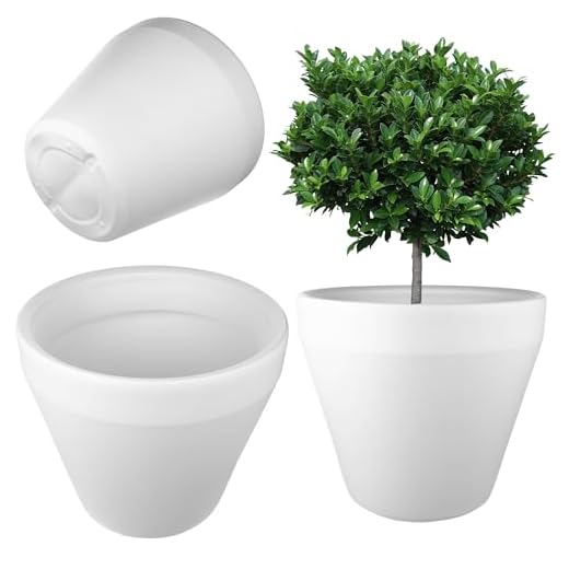 KADAX Grand pot de fleurs, diamètre : 46 cm, en plastique, pour l'intérieur et l'extérieur, blanc