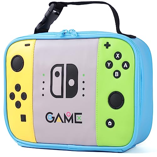 ONTESY Boys Lunch Box Leather Reusable Game Lunch Bag Thermal Insulated Mini Cooler for Boys Girls Kids Toddlers Teens Men Women (Teal)