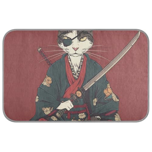 EtherSpher Cartoon Cute Japanese Cat Samurai Summer Cool pet pad Self Cooling Bed for Cats for Pets Indoor Cats Cute Camas frias para Perros M