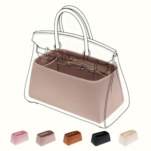 ZTUJO Organizador de bolsa sedoso para Birkin, inserção organizadora de bolsa de luxo (Etoupe Grey, BK25)