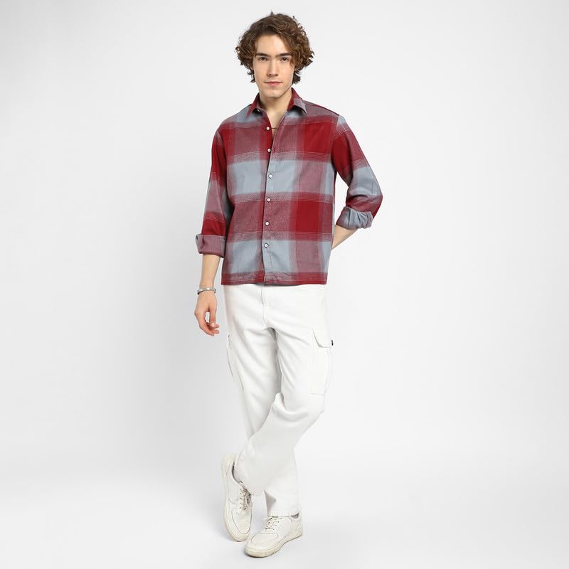 Image of CAHOOT Men's Shacket for Casual Wear | Spread Collar | Long Sleeve | Button Closure | Overshirt /Shacket Crafted with Comfort Fit for Everyday Wear