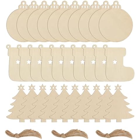 30 Pcs Wooden Christmas Decorations for DIY Crafts Cover