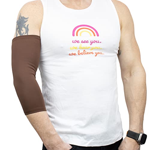 Image of Spoonie Threads BROWN Unisex Ultra Support Sleeve 2-Pack, PICC Line Cover, Continuous Glucose, Insulin Monitoring, Infusion, Soft and Sweat-Wicking Arm Band X-SMALL