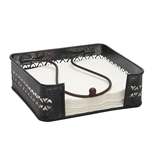 Stonebriar Industrial Black Graphite Metal Table Top Napkin Holder, Decorative Napkin Tray for Dining Table and Kitchen, Unique Tissue Dispenser for Bathroom, Horizontal Display