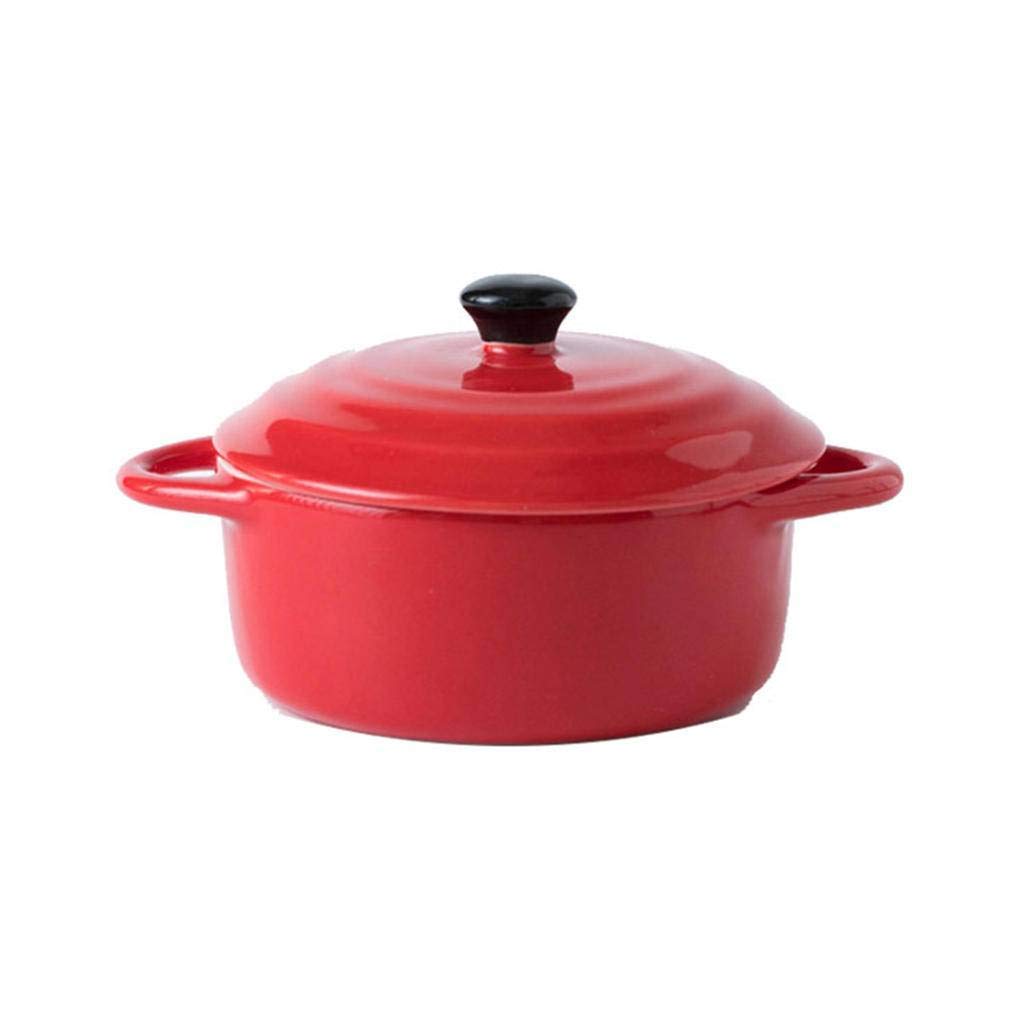Bol à soupe rouge avec poignée en céramique pour vos déjeuners réconfortants au bureau