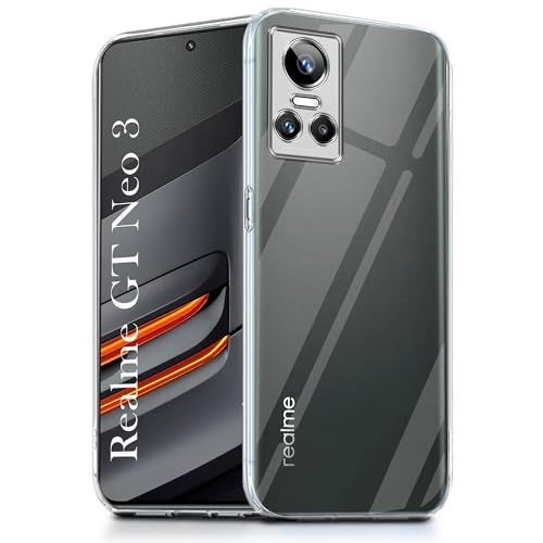 Image of Jkobi Back Case Cover for Realme GT Neo 3 (Silicone Clear Shockproof Case with Camera Protection | Soft and Flexible | Transparent)