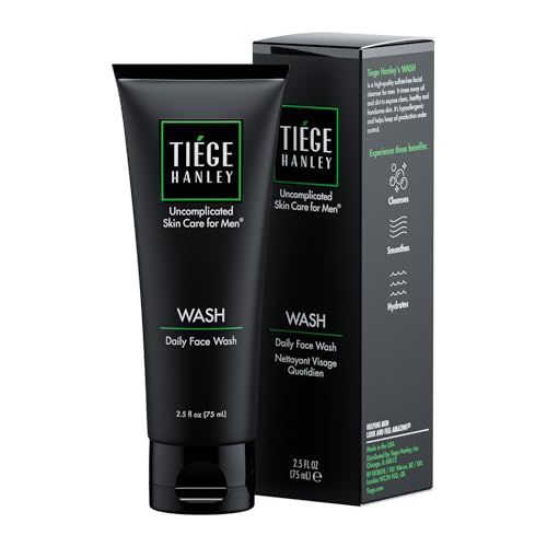 Tiege Hanley Daily Mens Face Wash – Gentle Fragrance-Free Facial Cleanser for Men Gently Removes Dirt, Grime & Excess Oil – Cleansing Facewash for Dry or Sensitive Skin – Skin Care for Men, 2.5 Ounces