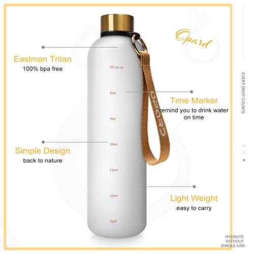 Opard 32Oz Motivational Water Bottle With Time Marker To Drink, Reusable Plastic Bottle With Bpa Free Tritan For Gym And Sports #TOP2