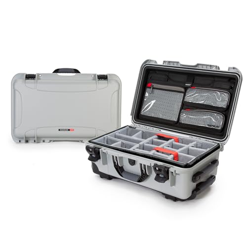 NANUK 935 Pro Photo Kit – Waterproof Travel Camera Hard Case with Padded Dividers and Wheels, 22” x 14” x 9” - Dustproof and Impact Resistant, Airline Carry-On Approved – Silver