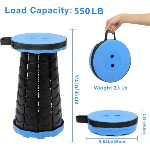 Image of VOLIXOD Foldable Telescoping Stool Portable, Retractable Stool for Adults, Upgraded Collapsible Folding Seats with Load Capacity 550lbs, Camping Stools for Adults