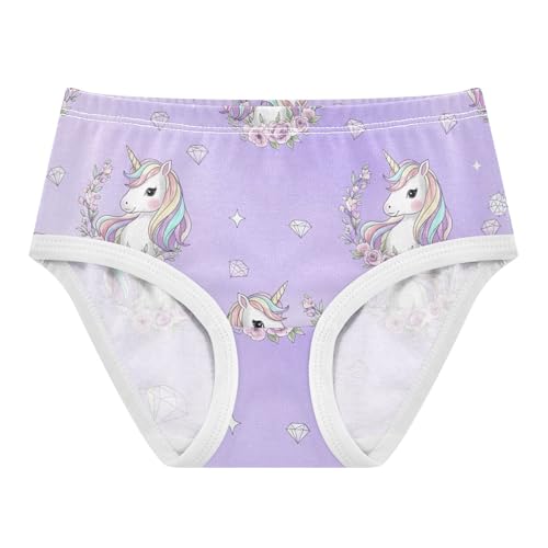 Funny Girls Underwear Toddlers 2t Cotton Panties for Girl Cute Rainbow Horses Diamond Purple Undies Kids Briefs