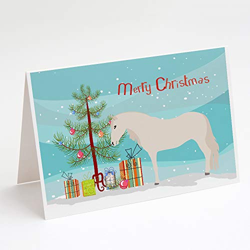 Caroline's Treasures BB9272GCA7P Paso Fino Horse Christmas Greeting Cards and Envelopes Pack of 8, Teal Blank Cards with Envelopes Whimsical A7 Size 5x7 Blank Note Cards