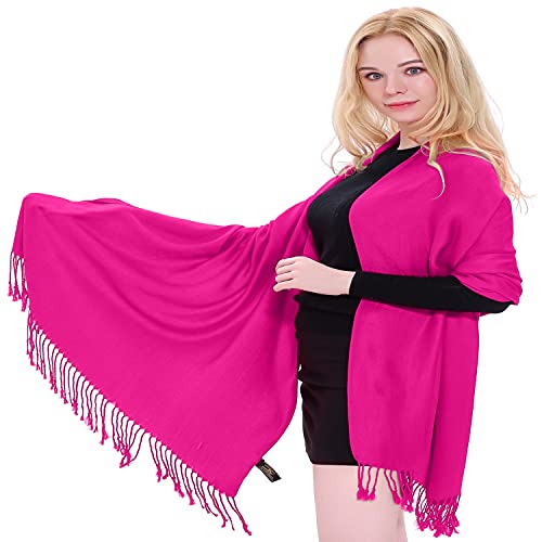 CJ Apparel Rosa Caliente Diseño Sólido Color Chal Pashmina Abrigo de la Bufanda de la Estola Secondi NUEVO