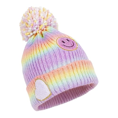 PinkSheep Kids Winter Hut Warmth Mädchen Beanie mit dekorativem Zubehör, Weiches Gefühl gestrickte Hut für Kinder Alter 4-14 (DE/NL/SE/PL, Alter, 7 Jahre, 14 Jahre, Regenbogen)