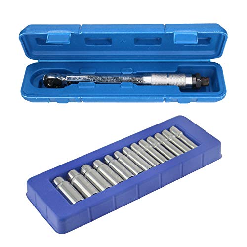 AB Tools 1/4 Drive Torque Wrench 5 – 25 Nm + Metric 6 Sided Deep Sockets 4-14mm