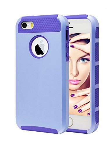 Cafeleo Purple Case for iPhone 5 , iPhone SE, iPhone 5S , Slim Fit Protection Case Shockproof Hard Rugged Ultra Protective Back Rubber Cover with Dual Layer Impact Protection from Deegotech