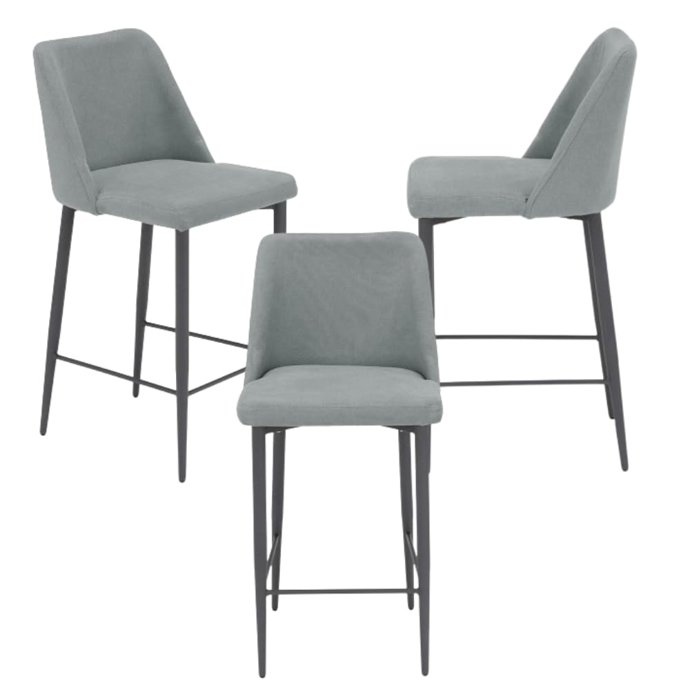 REDÒKASA Sgabello Imbottito ALEXIA MADE IN ITALY, H63 per sala da pranzo, cucina e soggiorno, gambe robuste in metallo effetto ghisa, rivestito con tessuto antimacchia idrorepellente (3, Grigio)