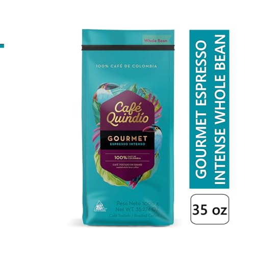 Image of Cafe Quindio Medium-Dark Roast 100% Colombian Excelso Whole Bean Arabica Coffee - Gourmet Espresso Intense - 35 Ounce (Pack of 1)