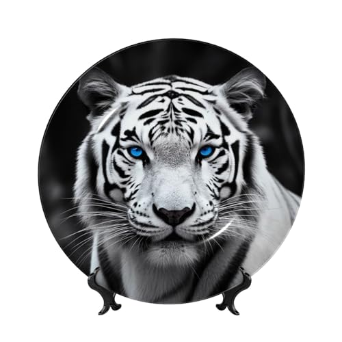 Assiette décorative tigre avec son support de table