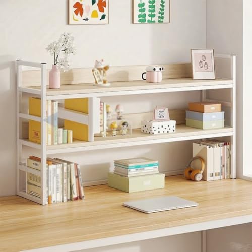 Pink Palm Estantería de Escritorio organizadora, librería de Madera y Metal de 3 Niveles, Estante de Almacenamiento para Dormitorio, Oficina, hogar (Madera, 115 cm   45,3 Pulgadas)