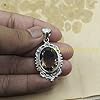 Natural Large Smoky Quartz Stone 925 Sterling Silver Handmade Statement Pendant Necklace Gift Jewelry for Wife Mom #3